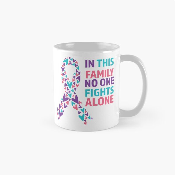 Item preview, Thyroid cancer, in this family no one fights alone, pink purple and teal ribbon designed and sold by BlueDiamond-19.