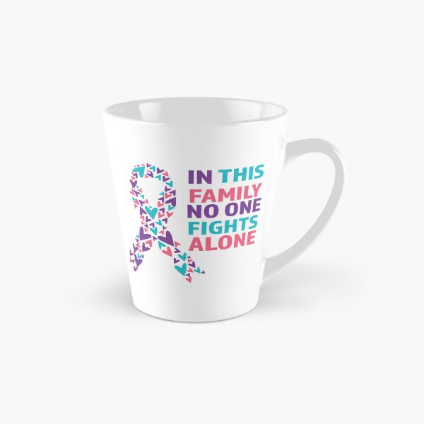 Item preview, Thyroid cancer, in this family no one fights alone, pink purple and teal ribbon designed and sold by BlueDiamond-19.