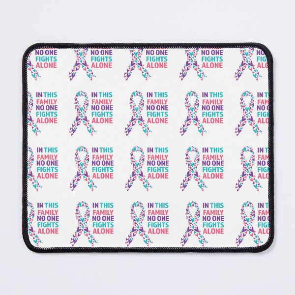 Item preview, Thyroid cancer, in this family no one fights alone, pink purple and teal ribbon designed and sold by BlueDiamond-19.