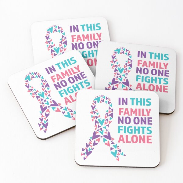 Item preview, Thyroid cancer, in this family no one fights alone, pink purple and teal ribbon designed and sold by BlueDiamond-19.