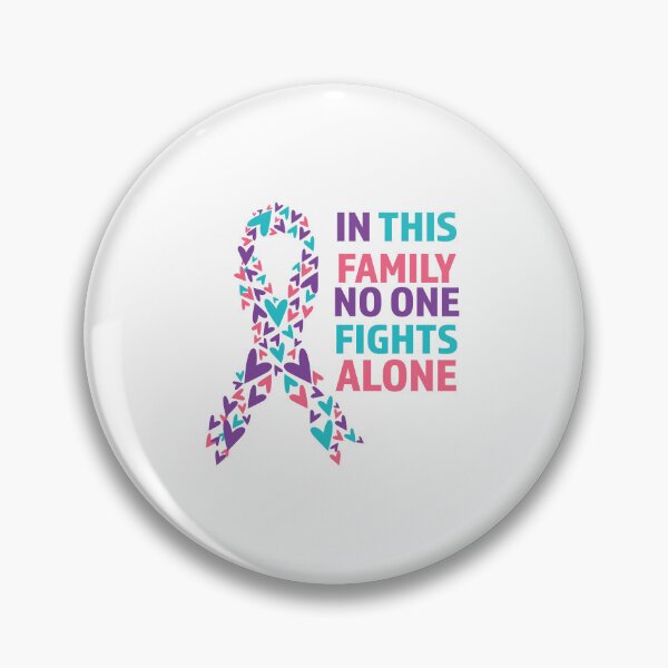Item preview, Thyroid cancer, in this family no one fights alone, pink purple and teal ribbon designed and sold by BlueDiamond-19.