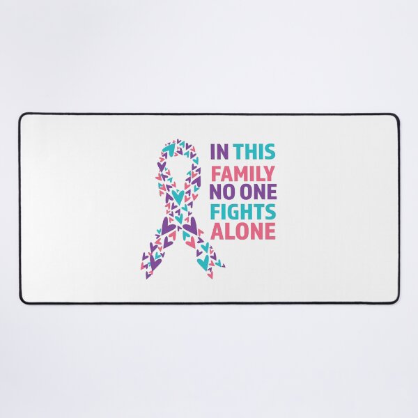 Item preview, Thyroid cancer, in this family no one fights alone, pink purple and teal ribbon designed and sold by BlueDiamond-19.