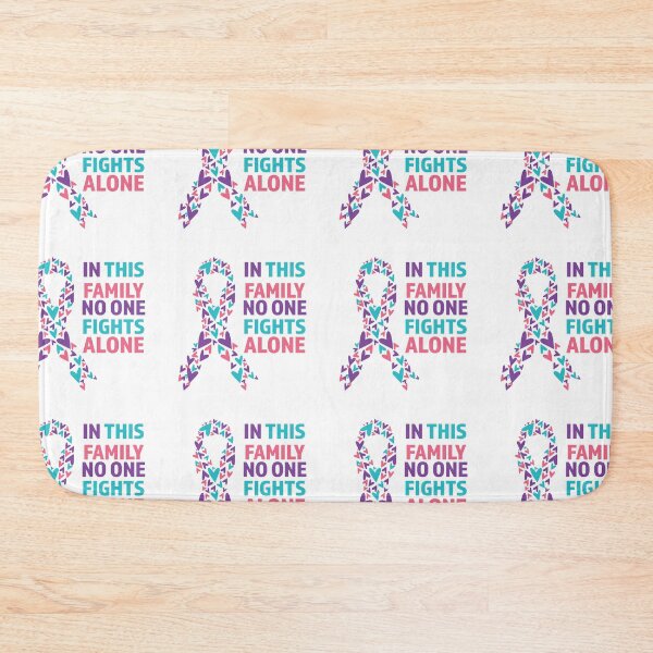 Item preview, Thyroid cancer, in this family no one fights alone, pink purple and teal ribbon designed and sold by BlueDiamond-19.