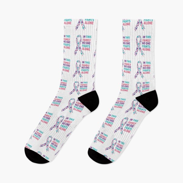 Item preview, Thyroid cancer, in this family no one fights alone, pink purple and teal ribbon designed and sold by BlueDiamond-19.