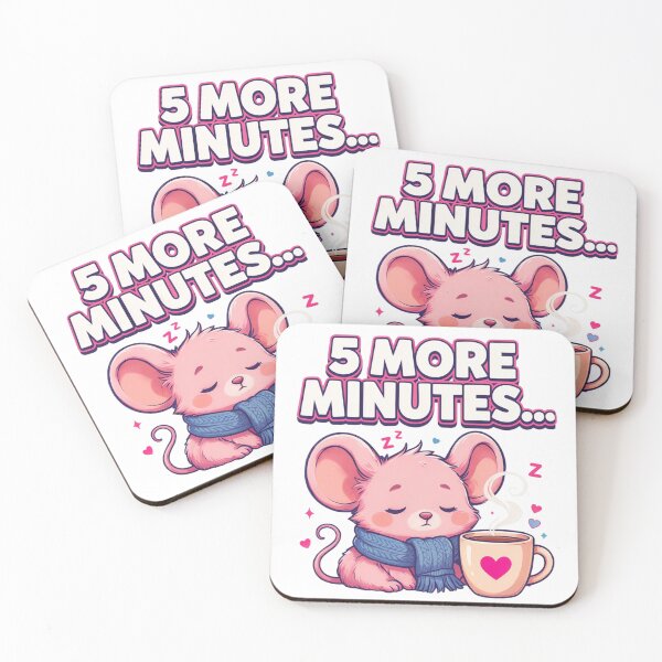 Item preview, 5 More Minutes Kawaii Mouse T-Shirt – Cute Sleepy Coffee Lover Gift for Introverts, Cozy Girls & Winter Coffee Fans designed and sold by GemBob Creations.