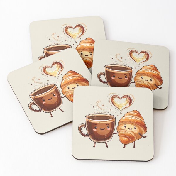Item preview, Cute Coffee & Croissant Best Friends | Kawaii Breakfast Coffee Lover Design designed and sold by Palette & Hue.