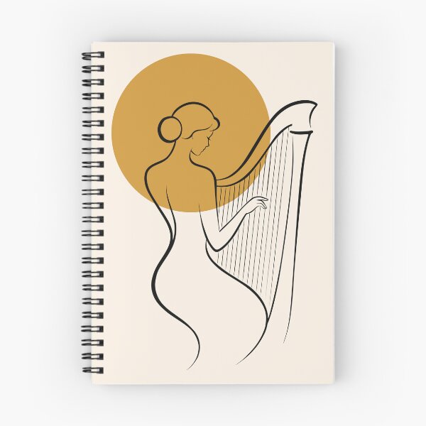 Item preview, Minimalist Harp Player Line Art | Elegant Harpist Illustration | Boho Music Art | Modern Musician Print designed and sold by Studio pod Burom.