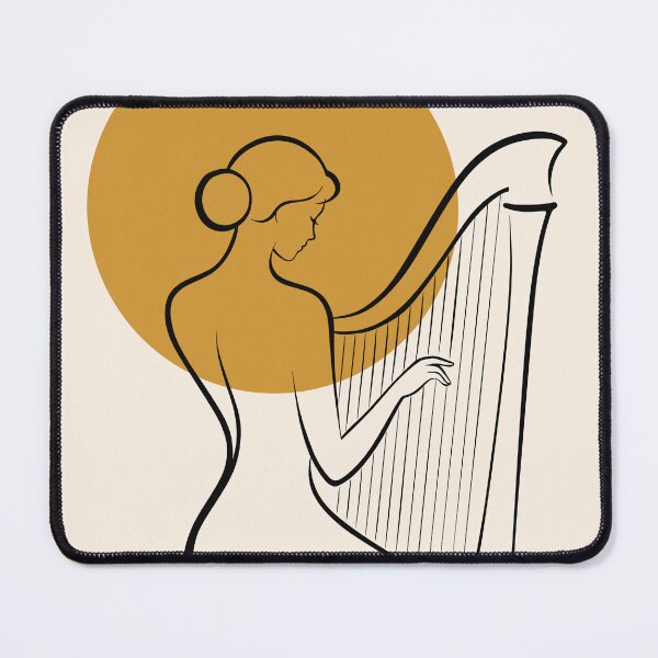 Item preview, Minimalist Harp Player Line Art | Elegant Harpist Illustration | Boho Music Art | Modern Musician Print designed and sold by Studio pod Burom.