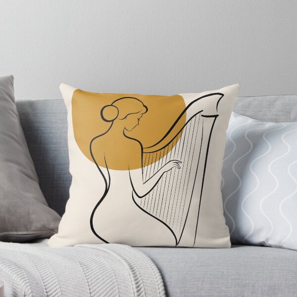Item preview, Minimalist Harp Player Line Art | Elegant Harpist Illustration | Boho Music Art | Modern Musician Print designed and sold by Studio pod Burom.