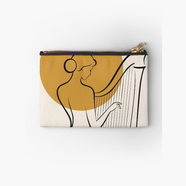 Item preview, Minimalist Harp Player Line Art | Elegant Harpist Illustration | Boho Music Art | Modern Musician Print designed and sold by Studio pod Burom.