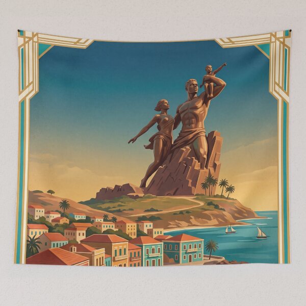 Item preview, Dakar Senegal Vintage Travel Poster – African Renaissance Monument designed and sold by Bomax121.