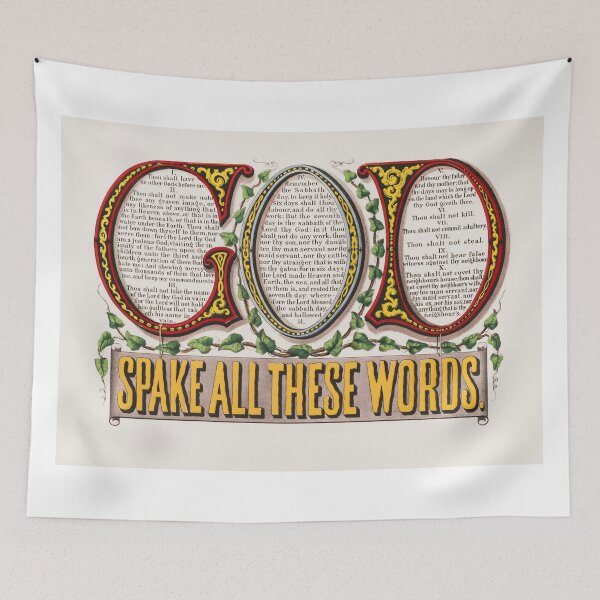 Item preview, Vintage 1876 Ten Commandments Currier Ives Print designed and sold by Bart4jesus.