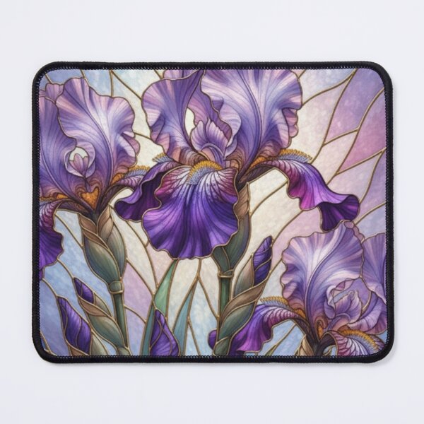 Item preview, Stained Glass Purple Iris Floral Artwork designed and sold by Exquisite Design Studio „Paculówka”.