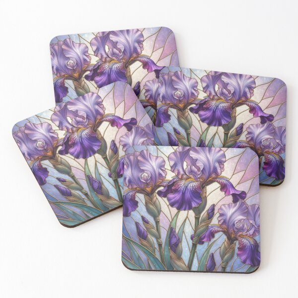 Item preview, Stained Glass Purple Iris Floral Artwork designed and sold by Exquisite Design Studio „Paculówka”.