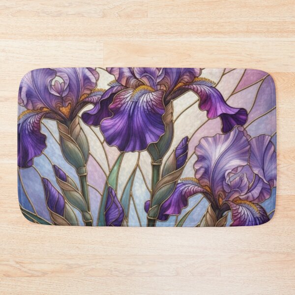 Item preview, Stained Glass Purple Iris Floral Artwork designed and sold by Exquisite Design Studio „Paculówka”.