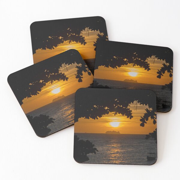 Item preview, Stunning Golden Sunset Framed by Trees with Cruise Ship Silhouette designed and sold by ThaCriações.
