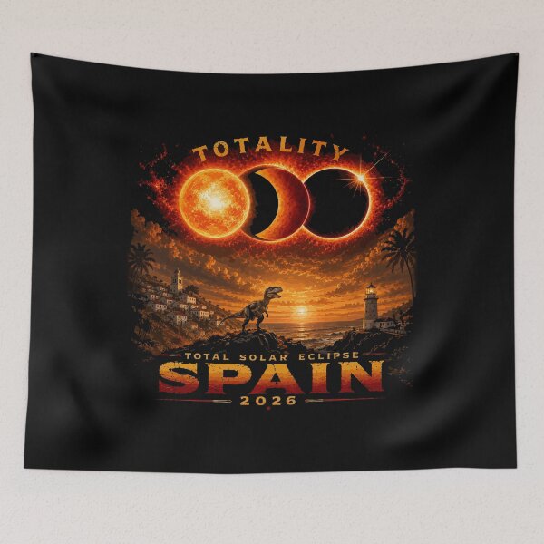Item preview, Spain Total Solar Eclipse 2026 - Spanish Flag T-Rex Dinosaur Art designed and sold by DreamPup.