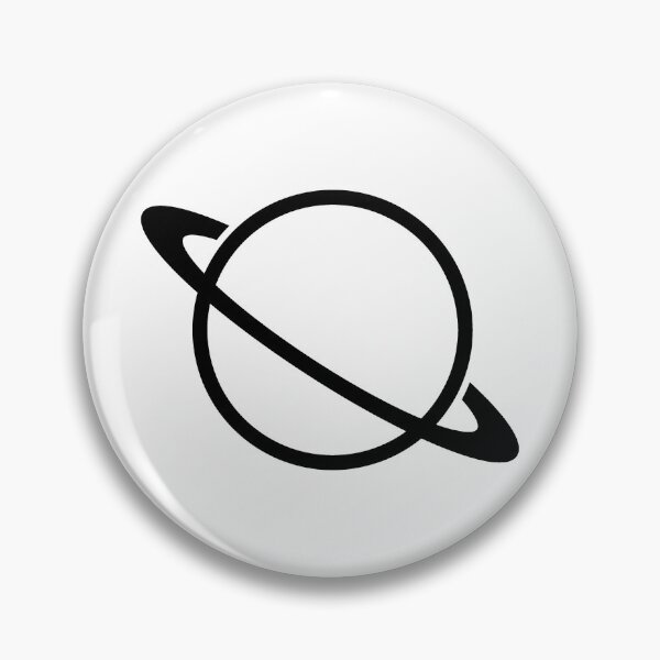 Artikelvorschau, Minimalistische schwarze Saturn-Silhouette, Planet mit Ringen entworfen und verkauft von pattern-archive.