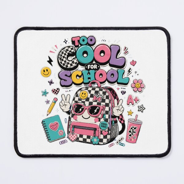 Item preview, Too Cool for School Backpack | Y2K Checkerboard Kawaii Graphic Tee | Retro Back to School Shirt designed and sold by QueenStore-USA.