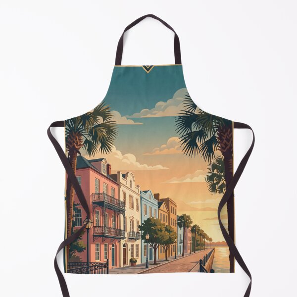 Item preview, Charleston South Carolina Vintage Travel Poster – Rainbow Row Waterfront Art designed and sold by Bomax121.