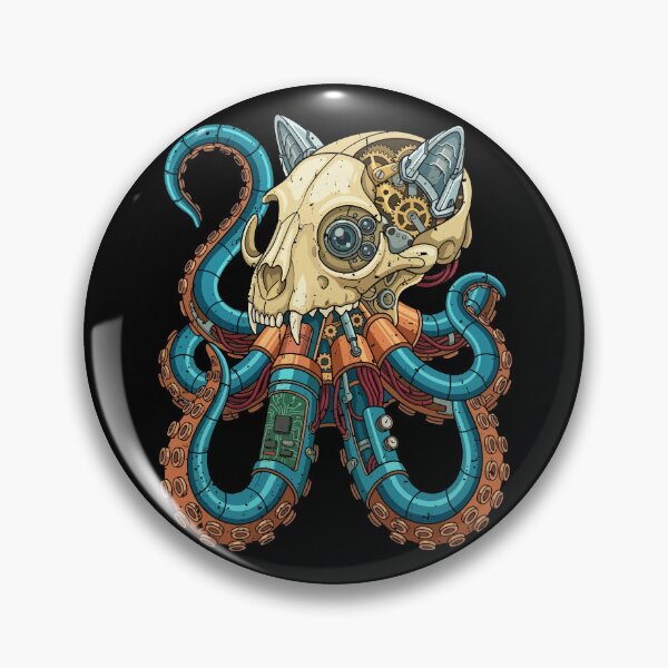Item preview, Cat Skull Octopus Tentacle Steampunk Art designed and sold by crouchingpixel.