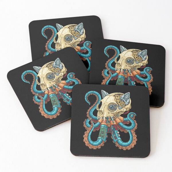 Item preview, Cat Skull Octopus Tentacle Steampunk Art designed and sold by crouchingpixel.