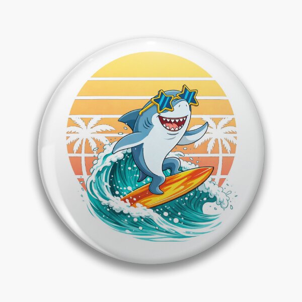 Item preview, Happy Shark Surfing Beach Vacation Fun Summer Ocean Design designed and sold by GetGoodFit.
