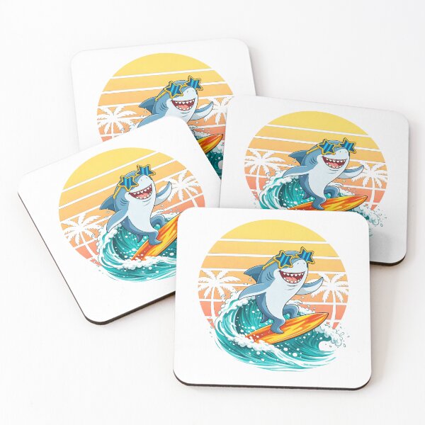 Item preview, Happy Shark Surfing Beach Vacation Fun Summer Ocean Design designed and sold by GetGoodFit.