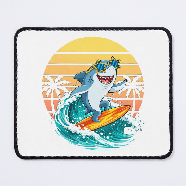 Item preview, Happy Shark Surfing Beach Vacation Fun Summer Ocean Design designed and sold by GetGoodFit.