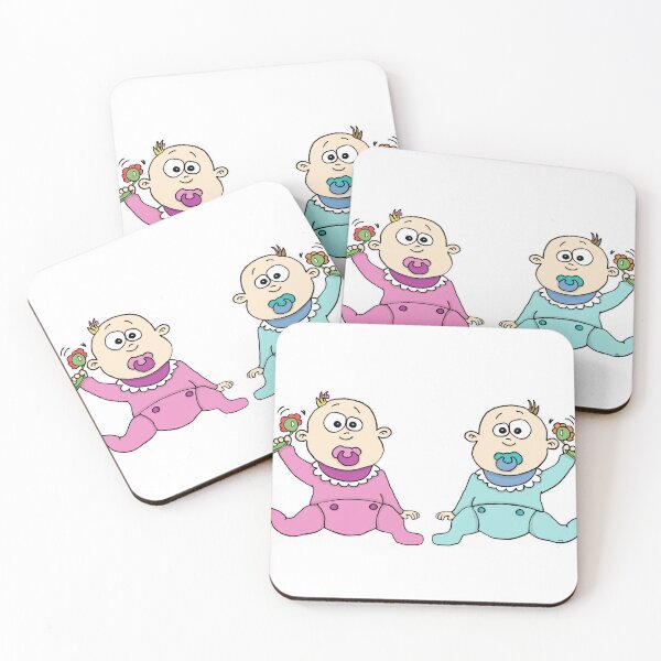 Item preview, Cute Twin Baby Shower Sticker | Baby Boy and Girl Twins Kawaii Cartoon designed and sold by MyxaART.