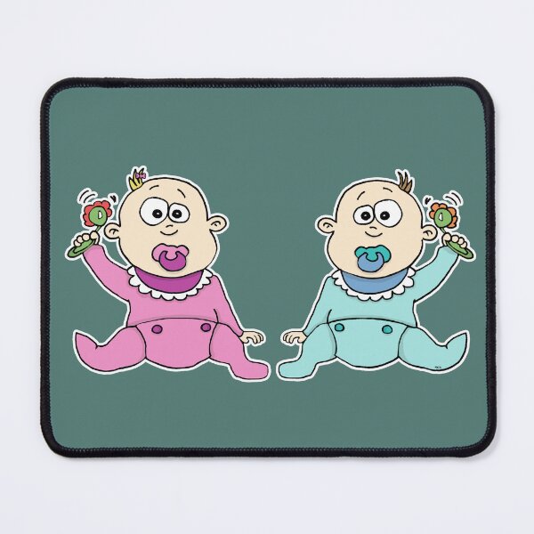 Item preview, Cute Twin Baby Shower Sticker | Baby Boy and Girl Twins Kawaii Cartoon designed and sold by MyxaART.