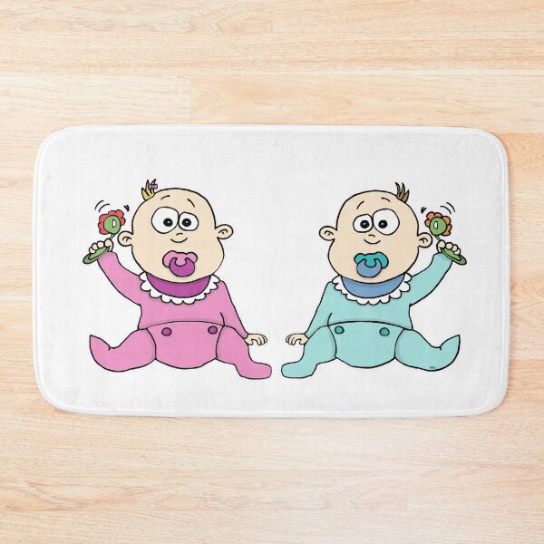 Item preview, Cute Twin Baby Shower Sticker | Baby Boy and Girl Twins Kawaii Cartoon designed and sold by MyxaART.