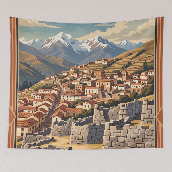 Item preview, Cusco Peru Vintage Travel Poster – Sacsayhuamán Inca Ruins Art designed and sold by Bomax121.