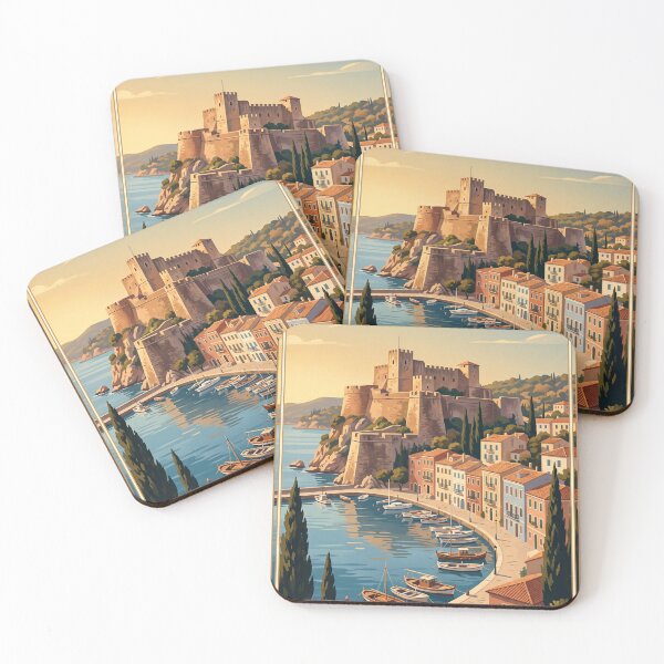 Item preview, Corfu Greece Vintage Travel Poster – Old Town Fortress & Ionian Coast designed and sold by Bomax121.