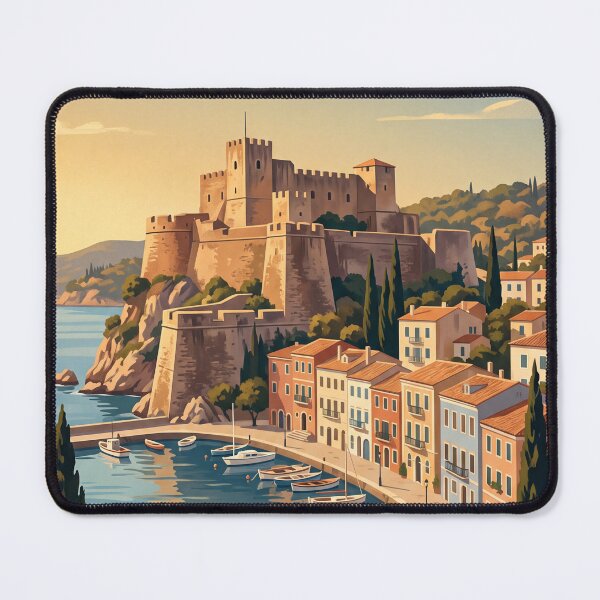 Item preview, Corfu Greece Vintage Travel Poster – Old Town Fortress & Ionian Coast designed and sold by Bomax121.