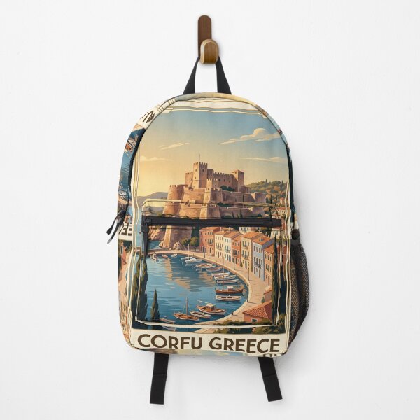 Item preview, Corfu Greece Vintage Travel Poster – Old Town Fortress & Ionian Coast designed and sold by Bomax121.