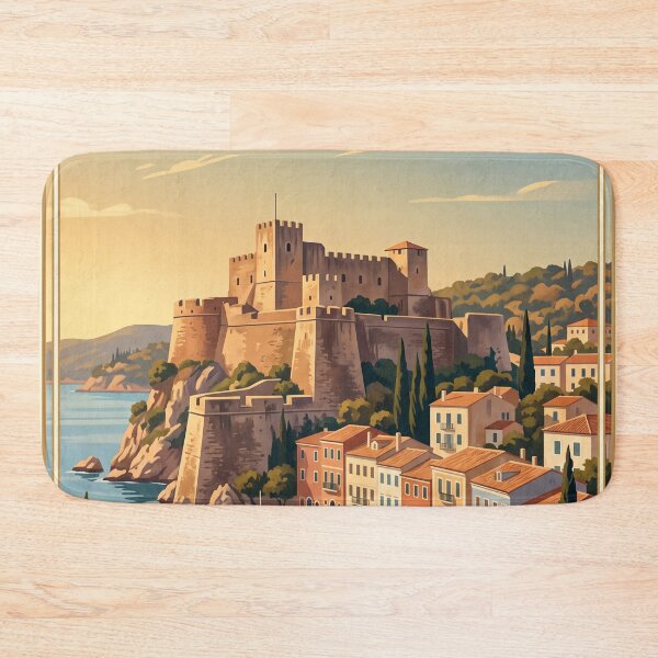 Item preview, Corfu Greece Vintage Travel Poster – Old Town Fortress & Ionian Coast designed and sold by Bomax121.