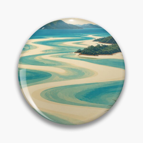 Item preview, Whitehaven Beach Hill Inlet Vintage Travel Poster, Whitsunday Islands Queensland Australia designed and sold by pod24.