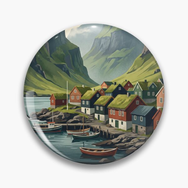 Item preview, Torshavn Faroe Islands Vintage Travel Poster – Nordic Harbor Village designed and sold by Bomax121.