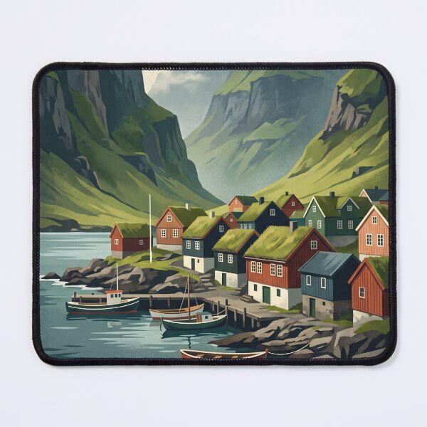 Item preview, Torshavn Faroe Islands Vintage Travel Poster – Nordic Harbor Village designed and sold by Bomax121.