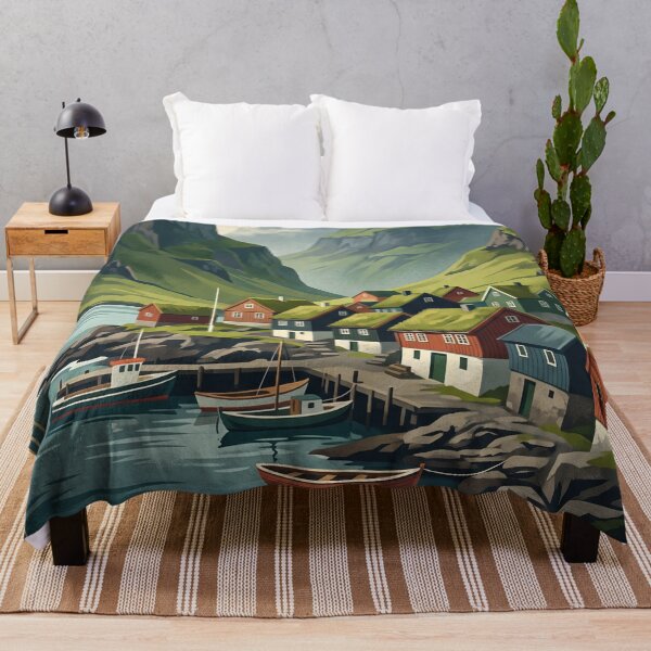Item preview, Torshavn Faroe Islands Vintage Travel Poster – Nordic Harbor Village designed and sold by Bomax121.
