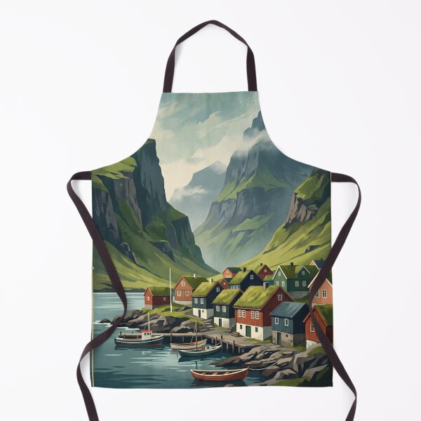 Item preview, Torshavn Faroe Islands Vintage Travel Poster – Nordic Harbor Village designed and sold by Bomax121.