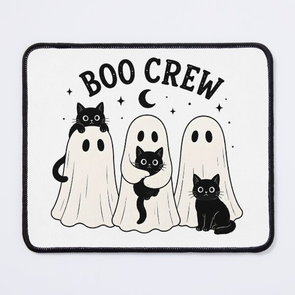Item preview, Cute Boo Crew Ghost Cats Halloween Kawaii Black Cat Minimalist Design designed and sold by boutkhilnl.