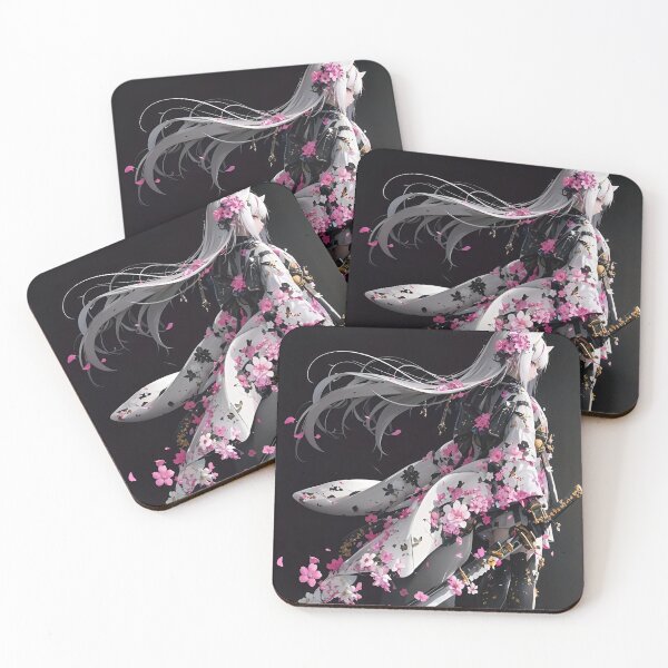 Item preview, Elegant Sakura Fox Spirit Samurai – White Kimono Anime Fantasy Warrior Art designed and sold by Dyan4.