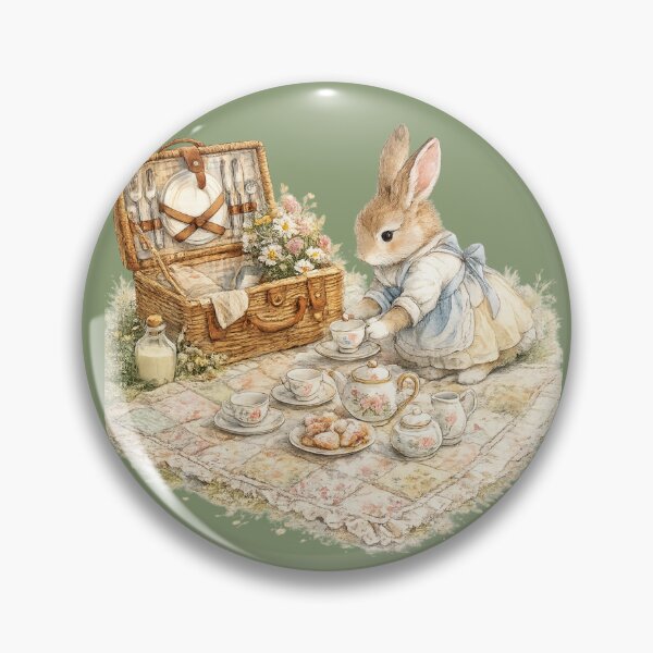 Item preview, Rabbit Tea Party Illustration – Wildflower Meadow Picnic Design Art designed and sold by MagicMakerPh.