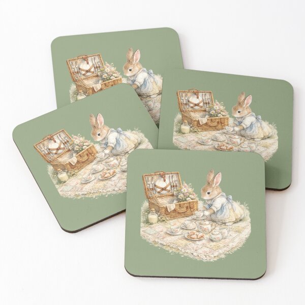 Item preview, Rabbit Tea Party Illustration – Wildflower Meadow Picnic Design Art designed and sold by MagicMakerPh.