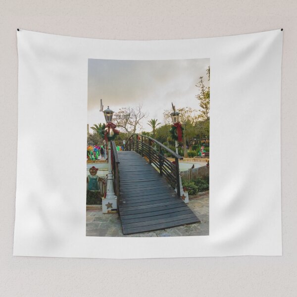Item preview, Wooden Footbridge in Festive Park Decorated for Christmas Holiday Celebration designed and sold by Nmallia.