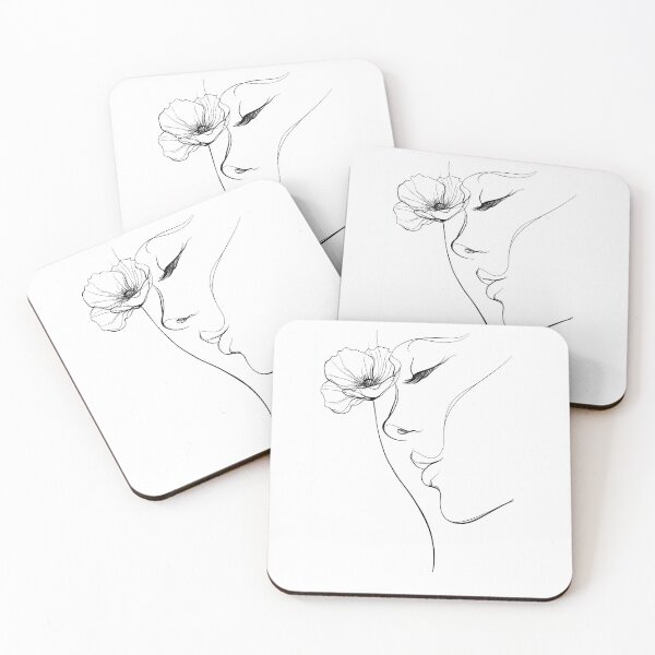 Item preview, Poppy Dream — Woman Face & Flower Line Art designed and sold by Helenaphotoart.