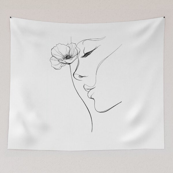 Item preview, Poppy Dream — Woman Face & Flower Line Art designed and sold by Helenaphotoart.