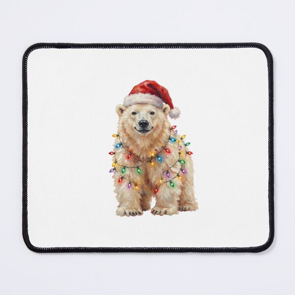 Item preview, Christmas Polar Bear with Santa Hat and Colorful Lights designed and sold by SOUFIANE1991.